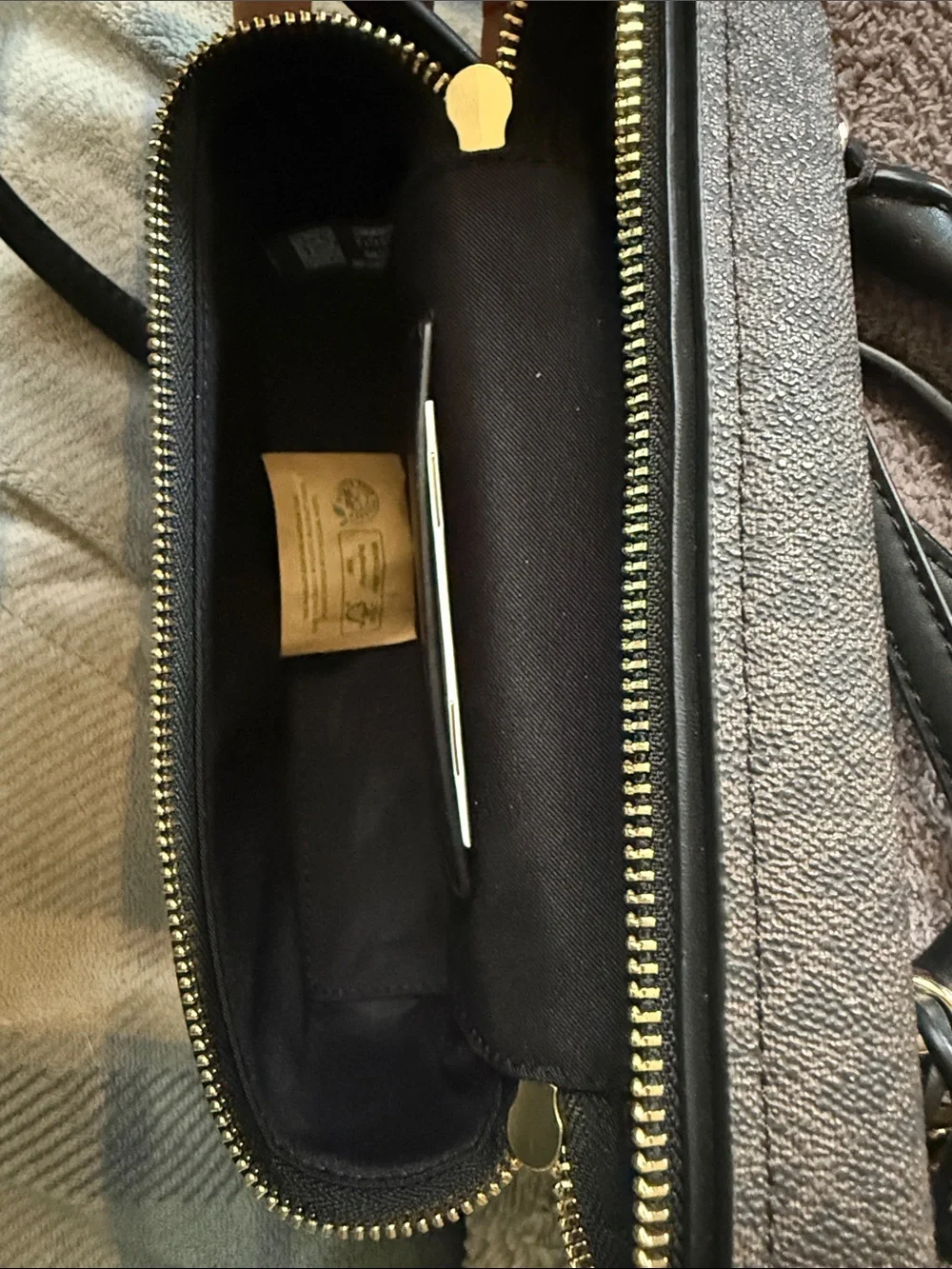 Michael Kors Brown and Black Crossbody with Gold Hardware
